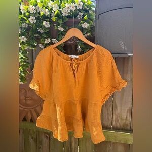 HYFVE Mustard Peasant Blouse